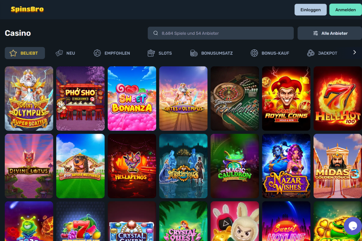 SpinsBro Casino Bonusübersicht – Willkommenspaket mit 500 Freispielen Screenshot